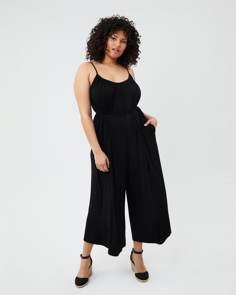 Plus size model with hourglass body shape wearing Molly Knit Jumpsuit by Adorned | Dia&Co | dia_product_style_image_id:156231